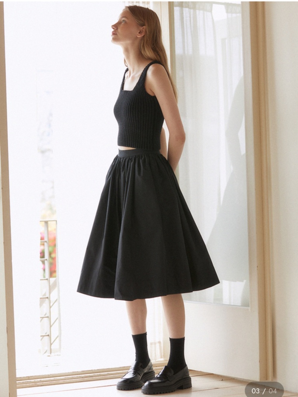 Black A-Line Midi Skirt - Classic Women’s Full Skirt